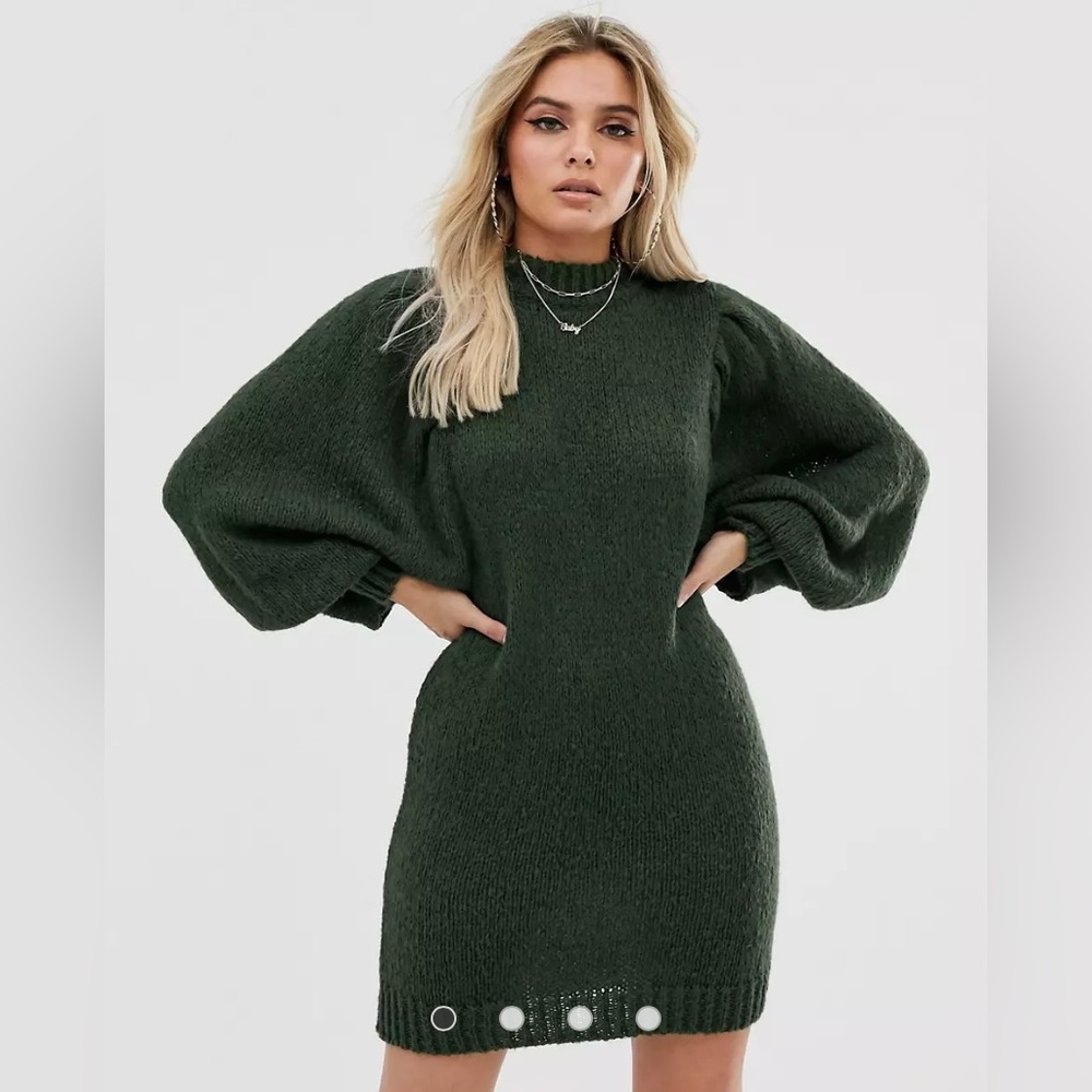 Elegant Green Sweater Dress